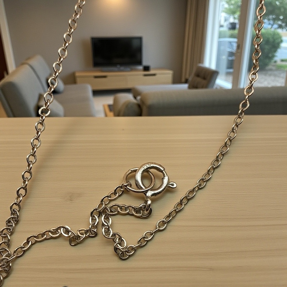 18 inch lariat CZ stamped Silver Necklace - Picture 5 of 5